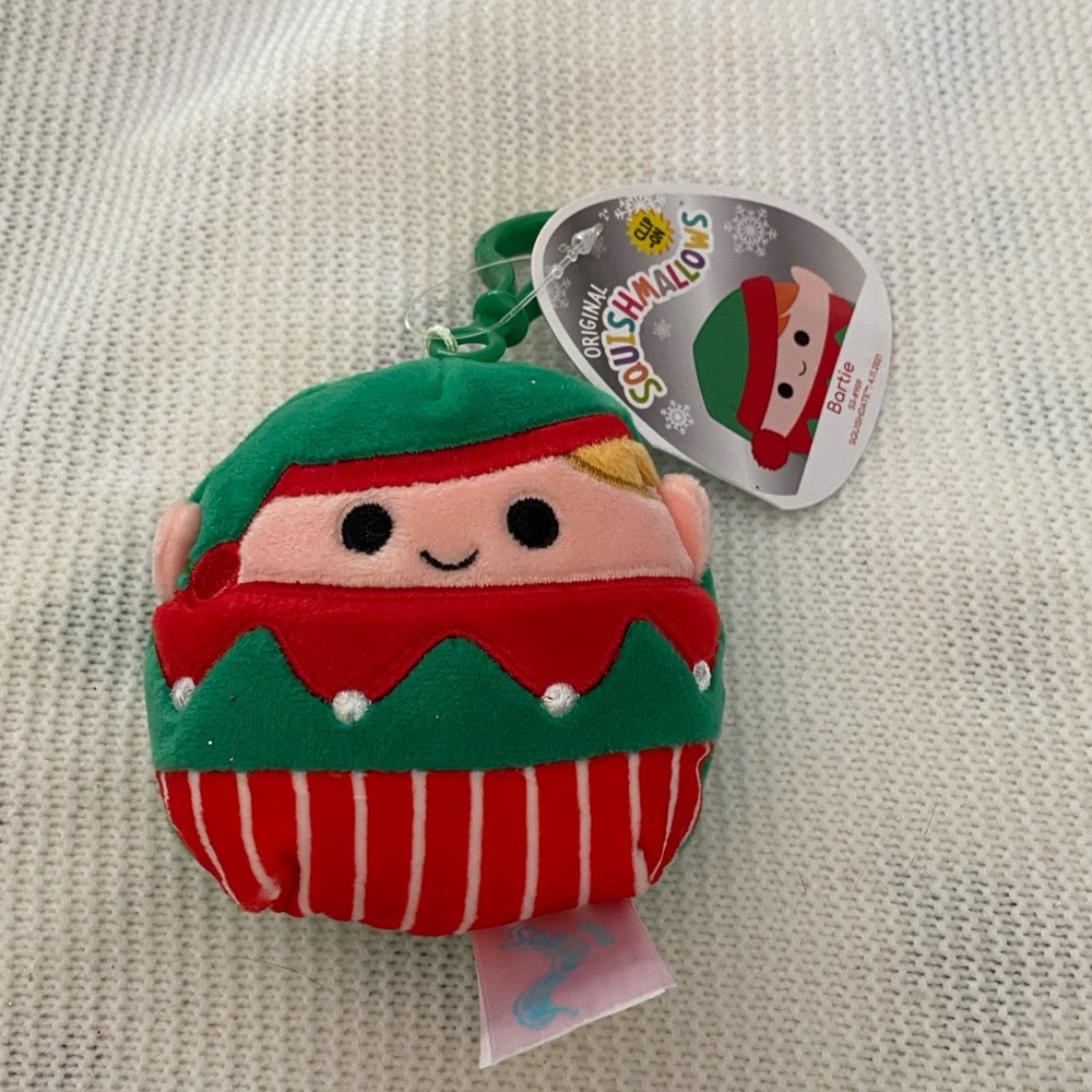 Squishmallow elf clip on plush